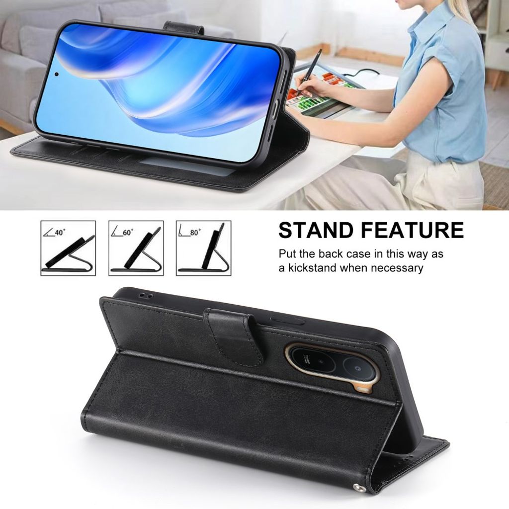 Xiaomi Poco C85x 5G/Redmi A7 Pro Plånboksfodral PU-läder - Svart