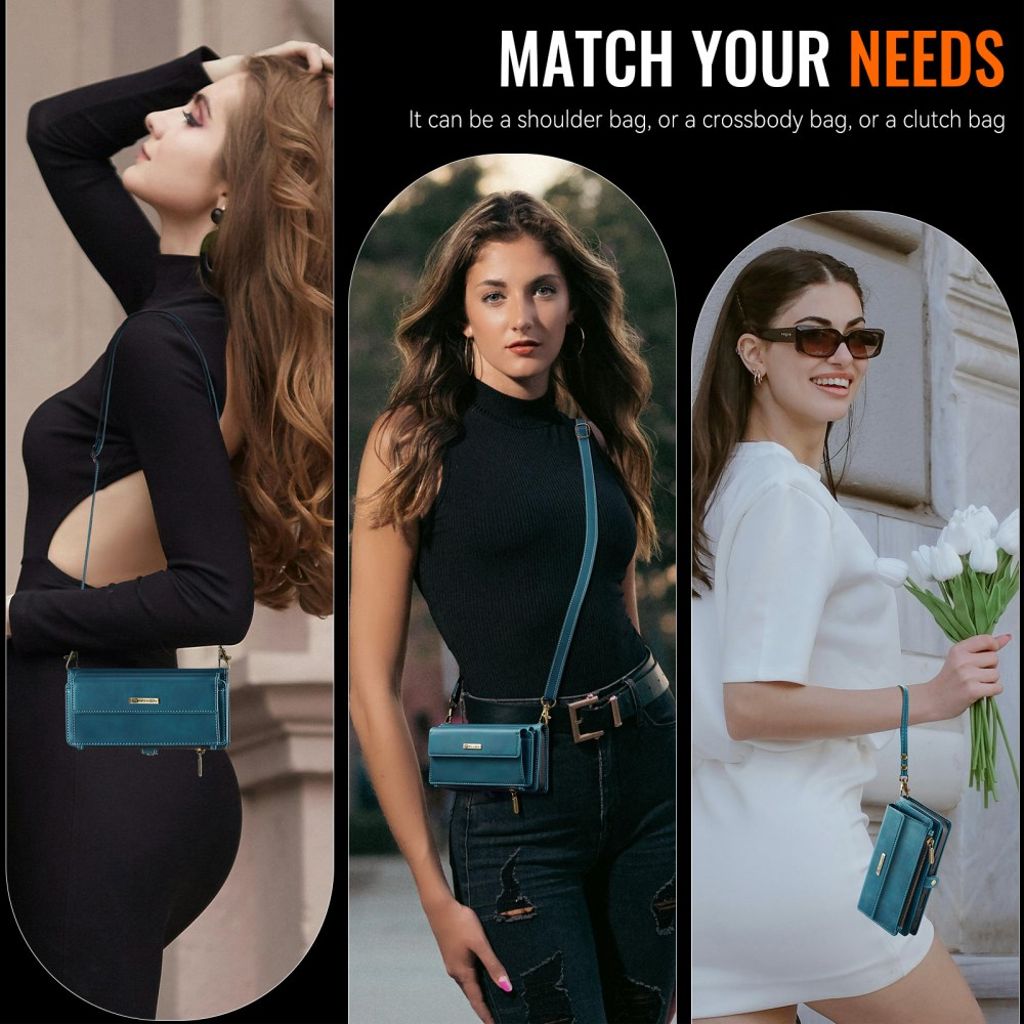 CASEME iPhone XR Plånboksfodral RFID-blockerande Stativ med Rem – Grön