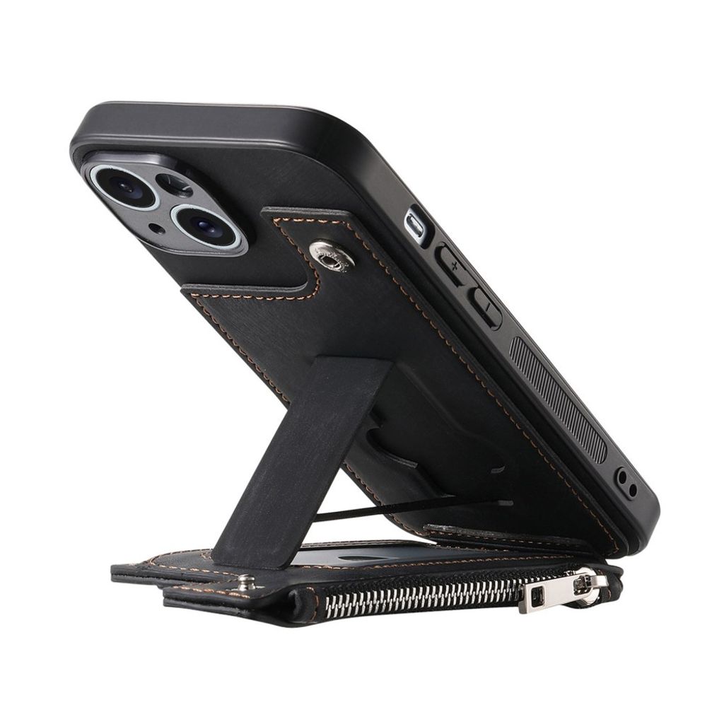 iPhone 14 Kuori Kortinpidike/Jalusta - Musta