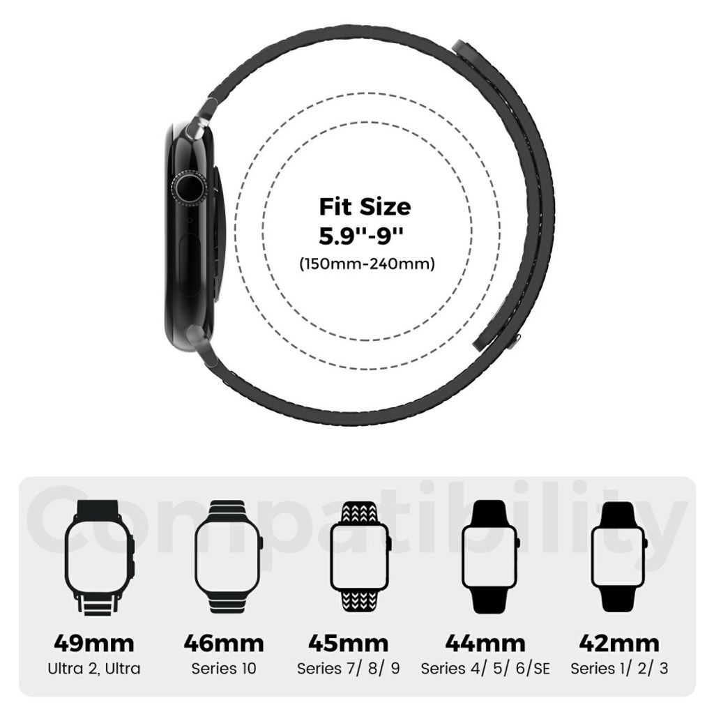 AHASTYLE BO06 Apple Watch 49/46/44/42mm Klockarmband i Läder - Svart/Orange