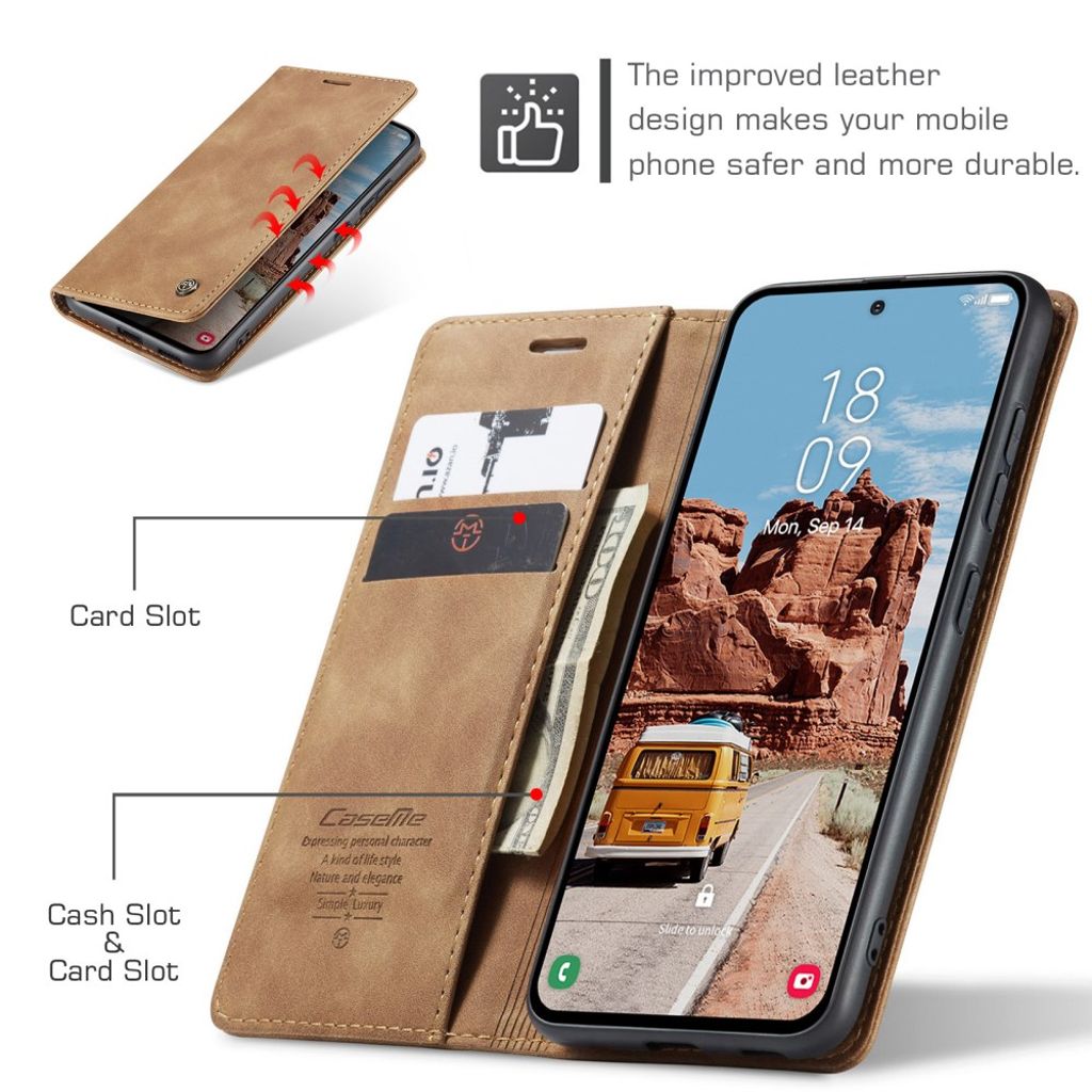 CASEME Samsung Galaxy S25 FE Plånboksfodral med Kortfack - Brun
