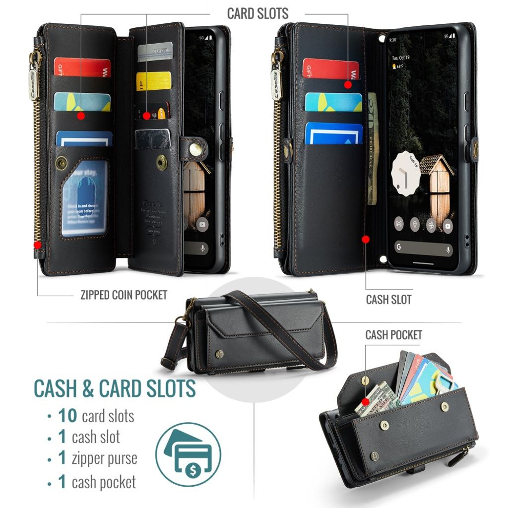 CASEME Google Pixel 10 Pro XL Fodral med 10 Kortfack - Svart
