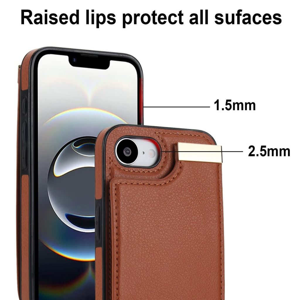 iPhone 16e Case with Card Holder - Brown