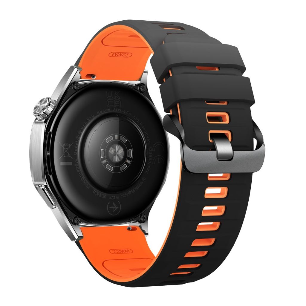 Huawei Watch GT5/GT5 Pro/Galaxy Watch3 jne. Silikoninen kellonranneke – Musta/Oranssi