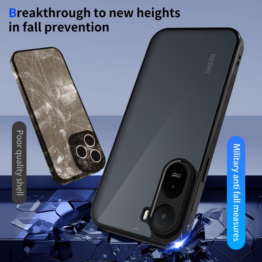 Xiaomi Poco C85x 5G/Redmi A7 Pro Skal - Transparent Svart