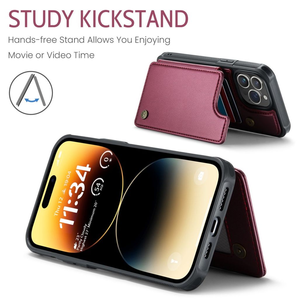 CASEME C22 iPhone 14 Pro Max Wallet Case RFID Blocking - Red