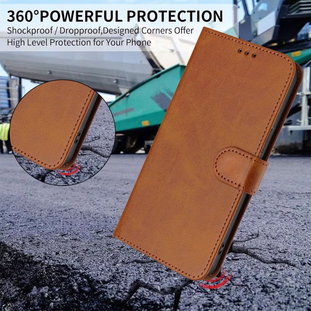 Samsung Galaxy A37 5G Pungetui RFID-blokerende Stativ - Brun