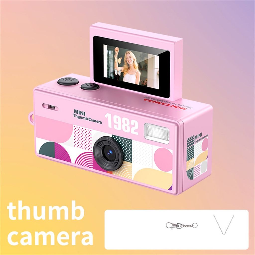 LK-030 Mini digitalkamera 720P HD med nyckelring och 0.96" display – Rosa