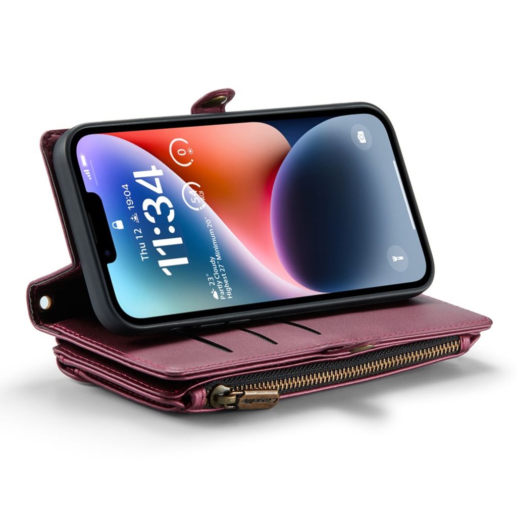 CASEME iPhone 14 Plus Plånboksfodral RFID-blockerande Stativ - Röd