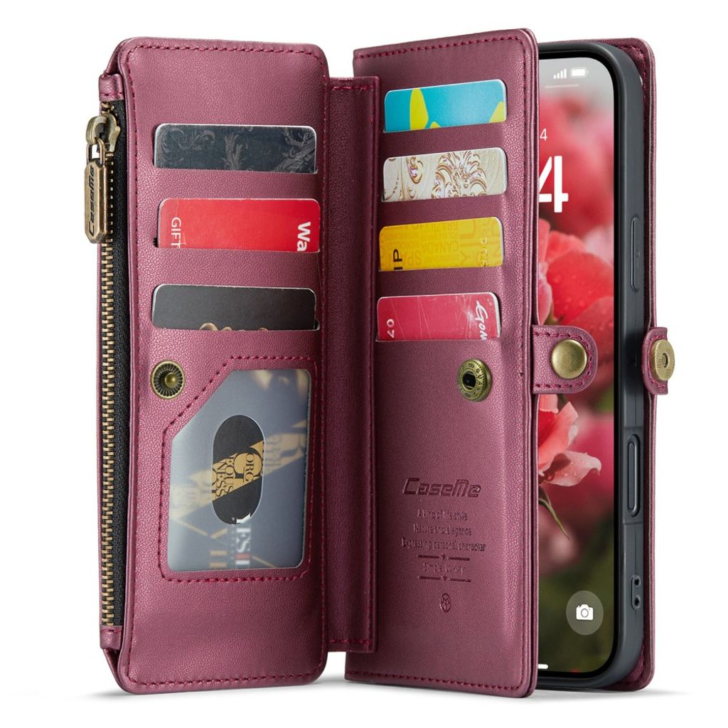 CASEME iPhone 16 Plus Cover with 10 Card Slots - Red