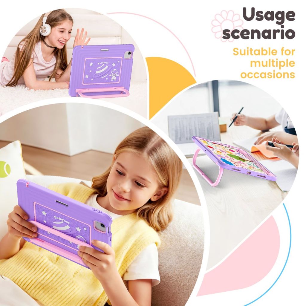 Lasten kuori jalustalla iPad Airille/Prolle 11" - violetti