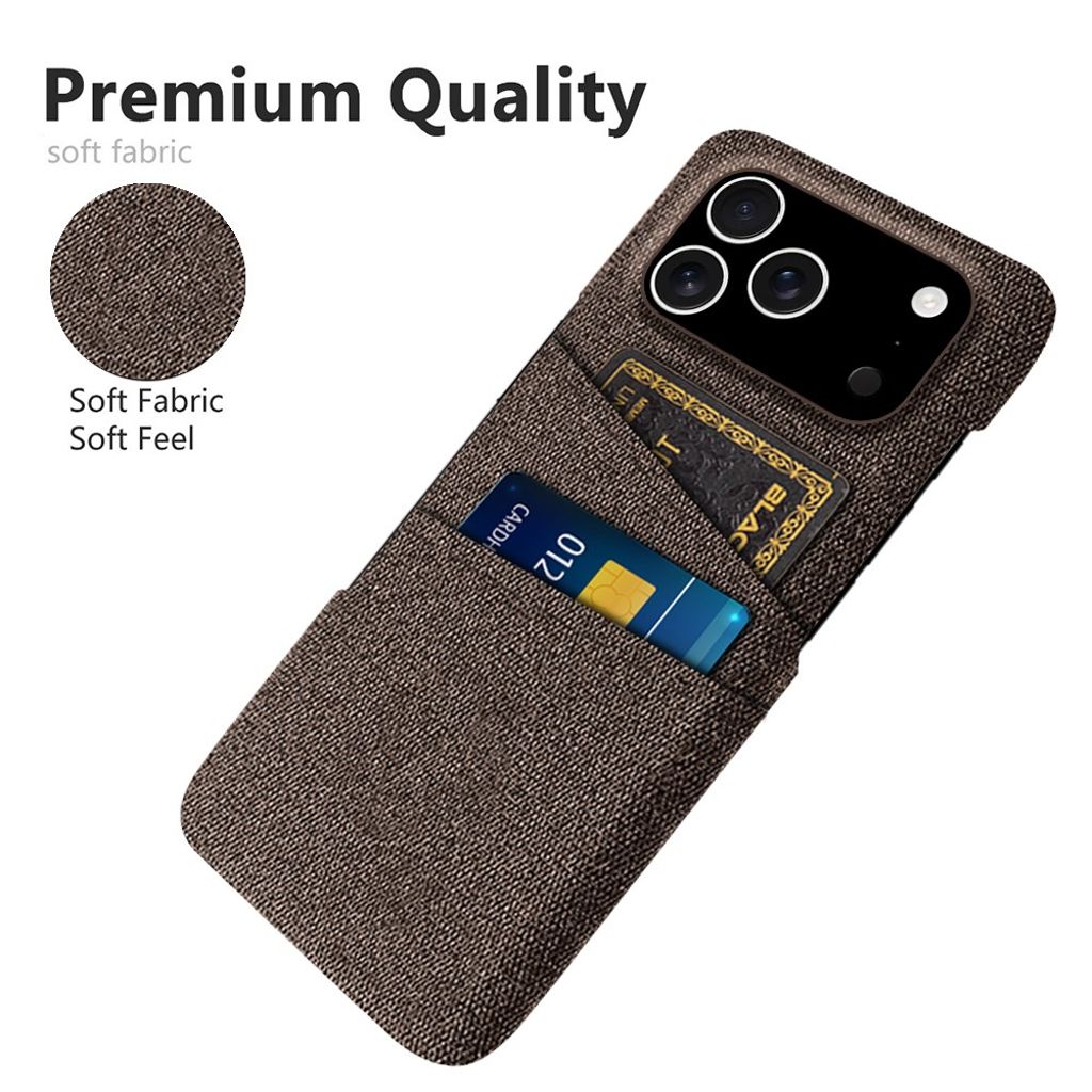 iPhone 17 Pro Kuori, Tekstiili, 2 Korttipaikka - ruskea