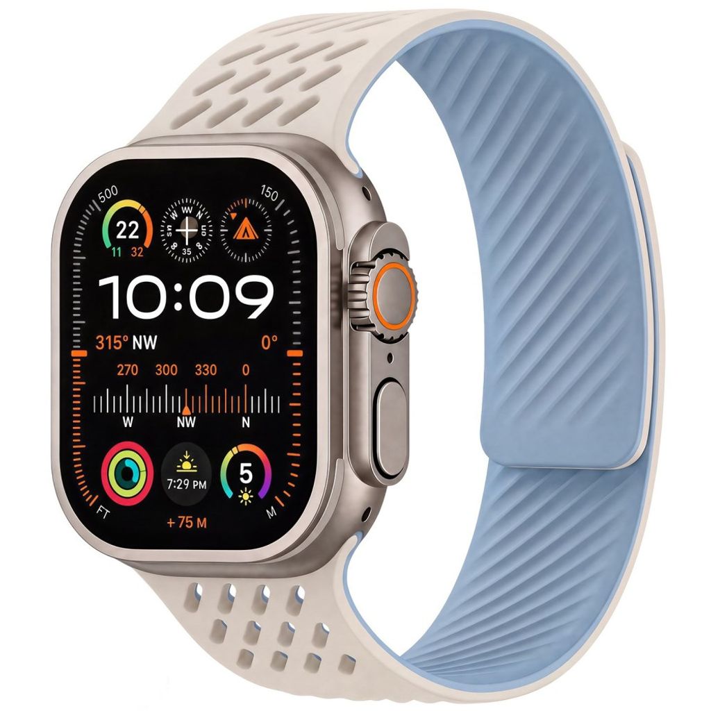 Apple Watch 42 / 41/ 40 / 38mm Klockarmband i Silikon - Vit/Blå