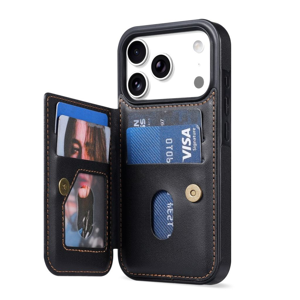 N.BEKUS iPhone 18 Pro/17 Pro Lompakkokuori RFID-suojauksella - Musta