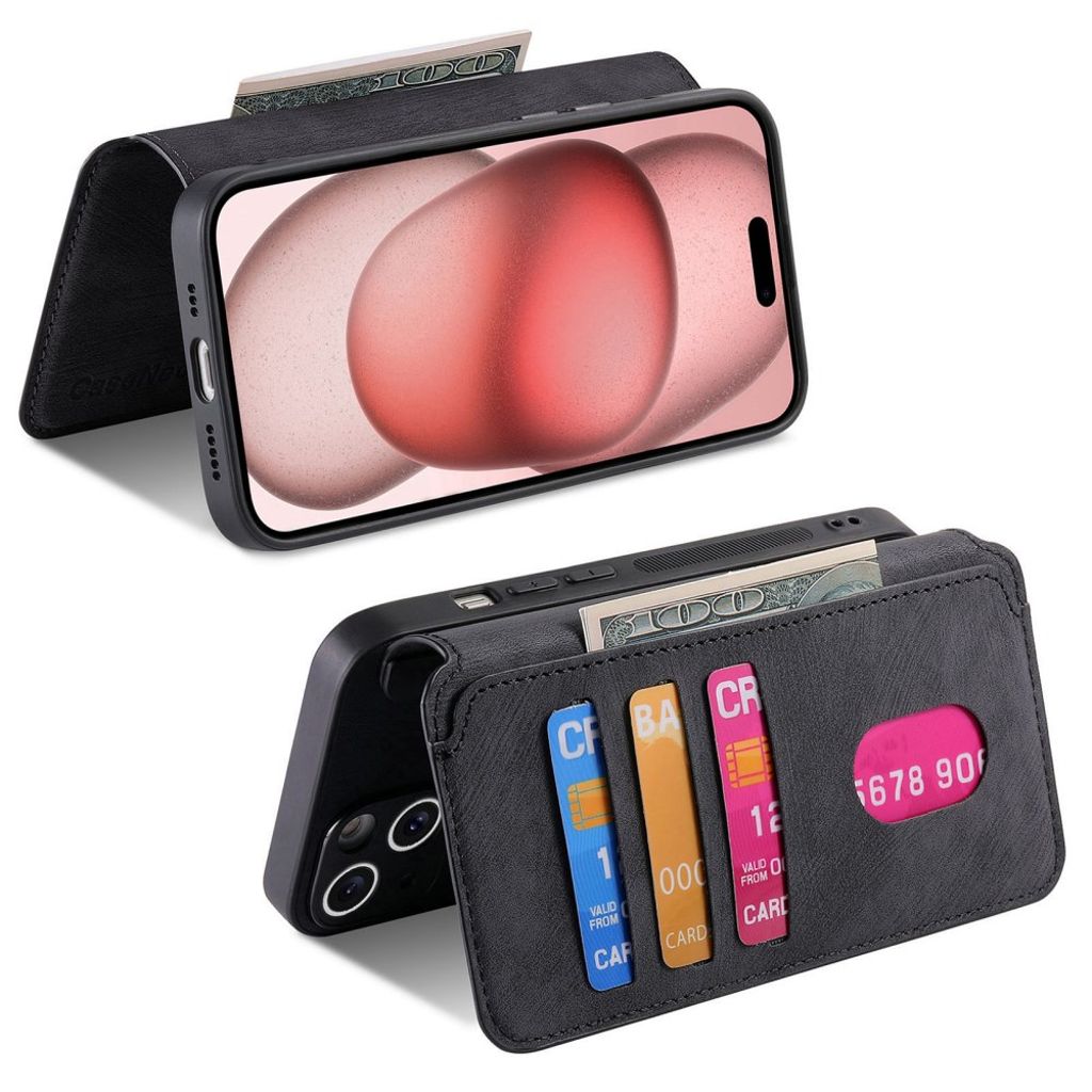 CASENEO iPhone XS Max Magnetisk Pungcover med Stativ – Sort