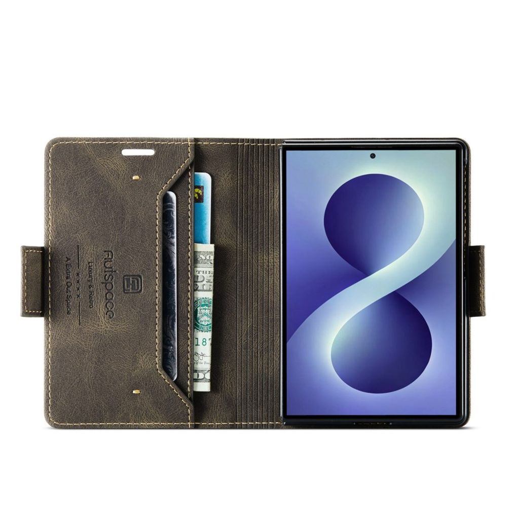 AUTSPACE Samsung Galaxy Z Fold8 Flip Cover i PU-læder med RFID-blokering - Mørkebrun
