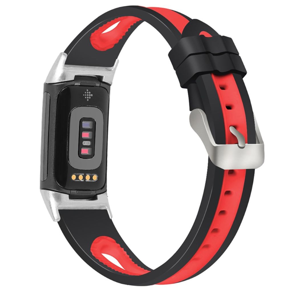 Fitbit Charge 6 / 5 Tofarget Klokkereim - Svart / Rød