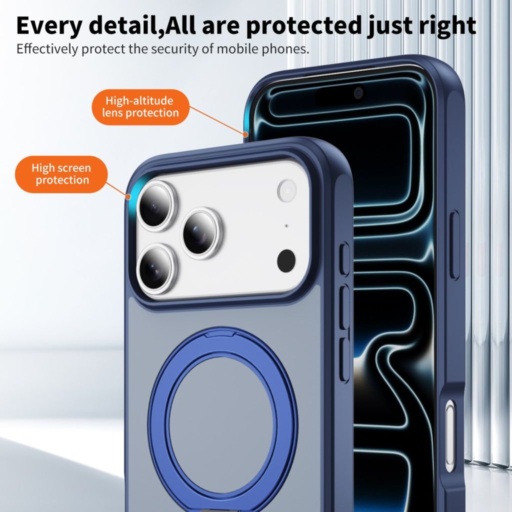iPhone 18 Pro/17 Pro MagSafe Deksel med ringstøtte - Blå