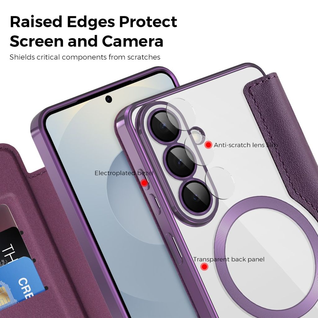 Samsung Galaxy S26 Plånboksfodral RFID-blockerande MagSafe – Mörklila