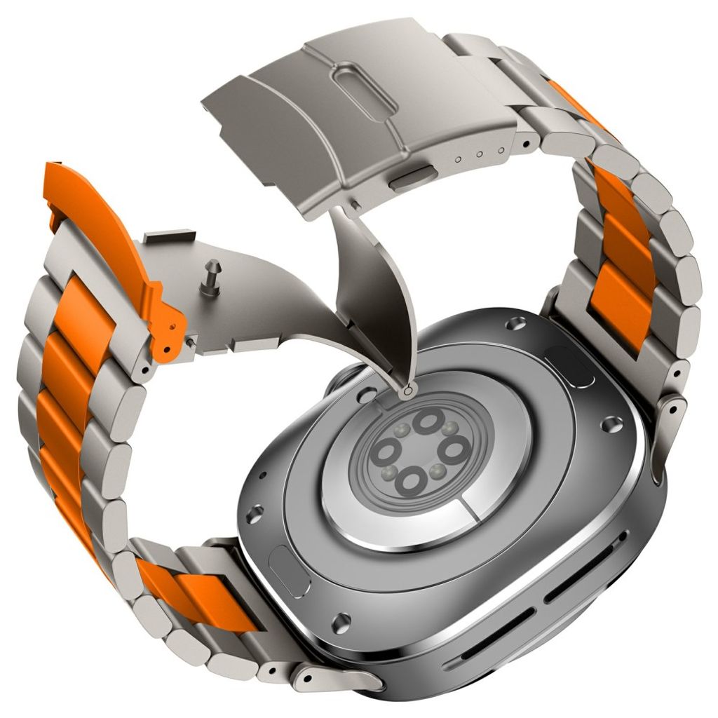 Samsung Galaxy Watch Ultra2/Ultra 47mm Klokkereim Titan – Grå/Oransje
