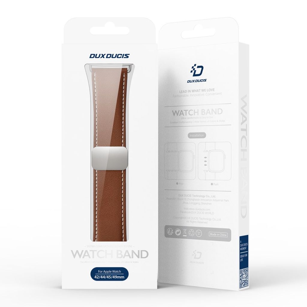 DUX DUCIS YA Series Apple Watch 42/44/46/49mm Urrem i ægte læder - Brun