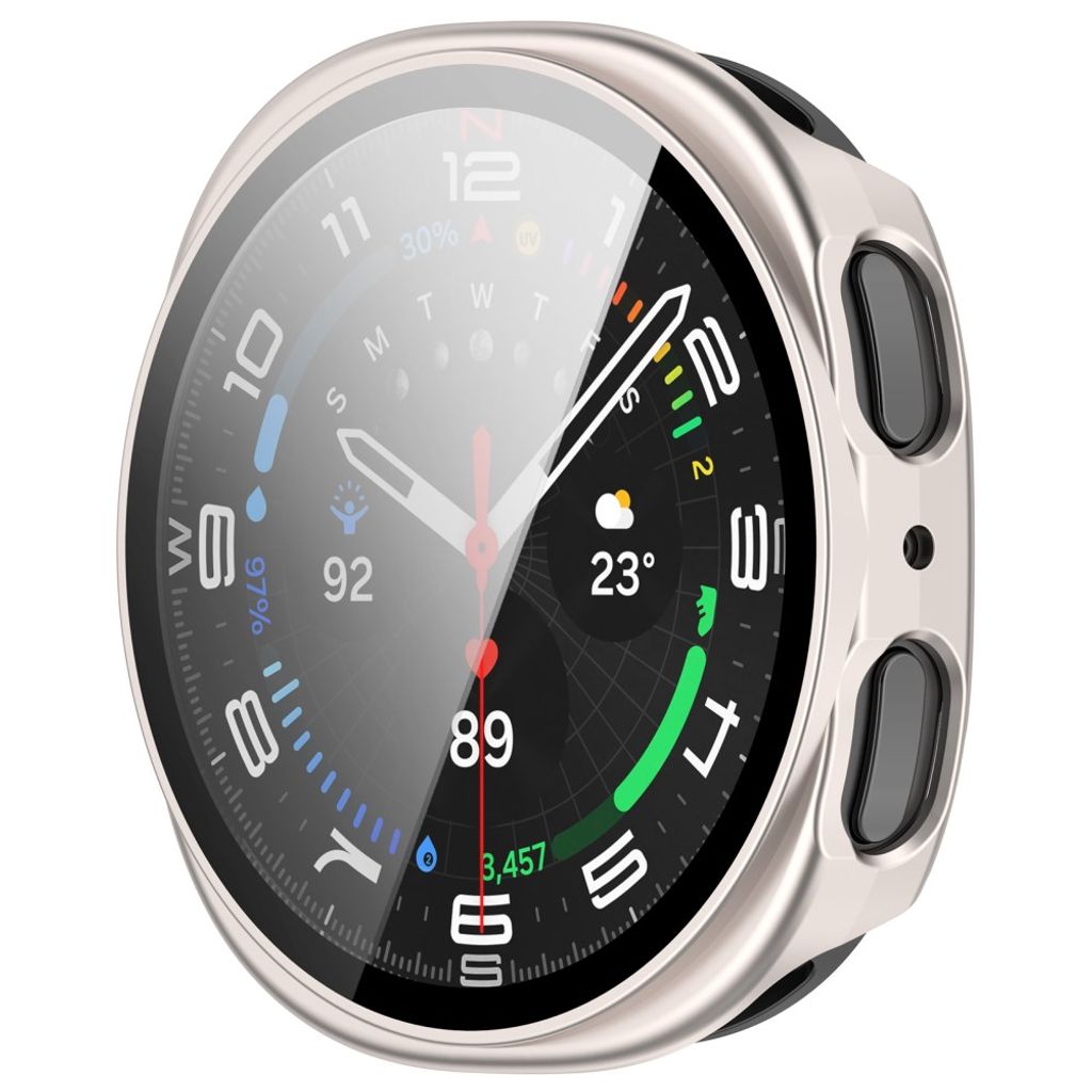 Samsung Galaxy Watch9 44mm Deksel med skjermbeskytter i glass - Starlight