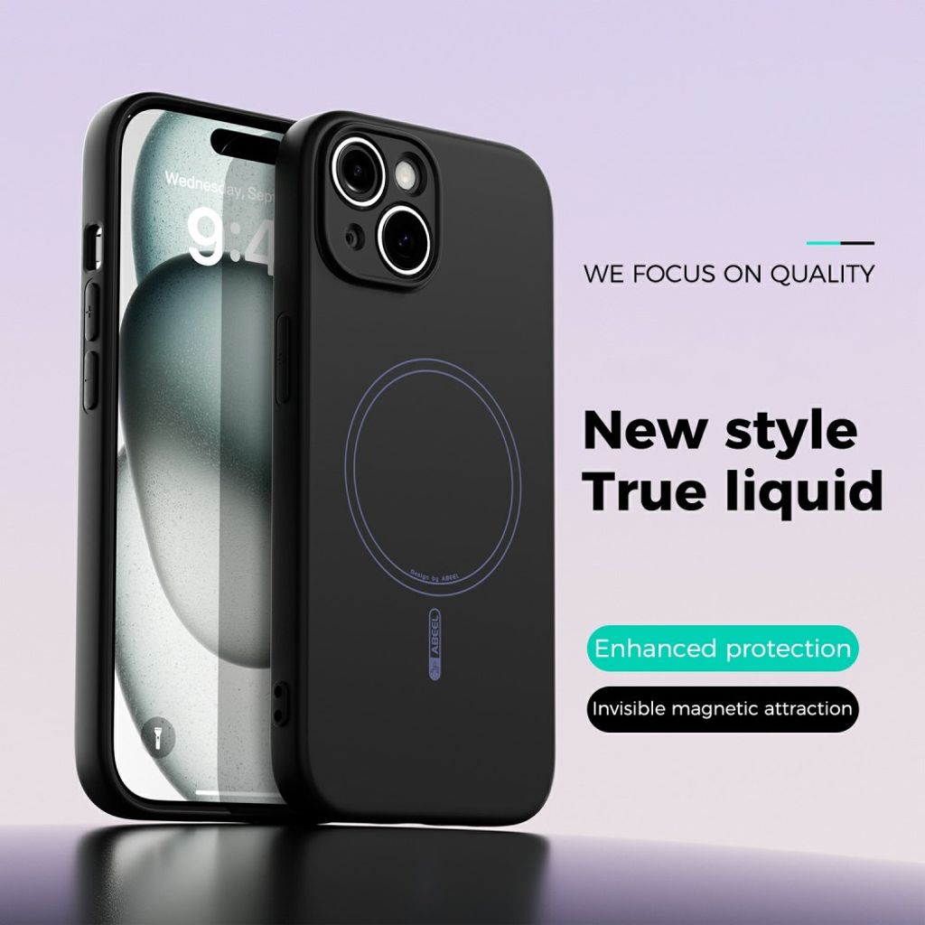 ABEEL iPhone 15 Cover MagSafe kompatibel Liquid Silicone – Sort
