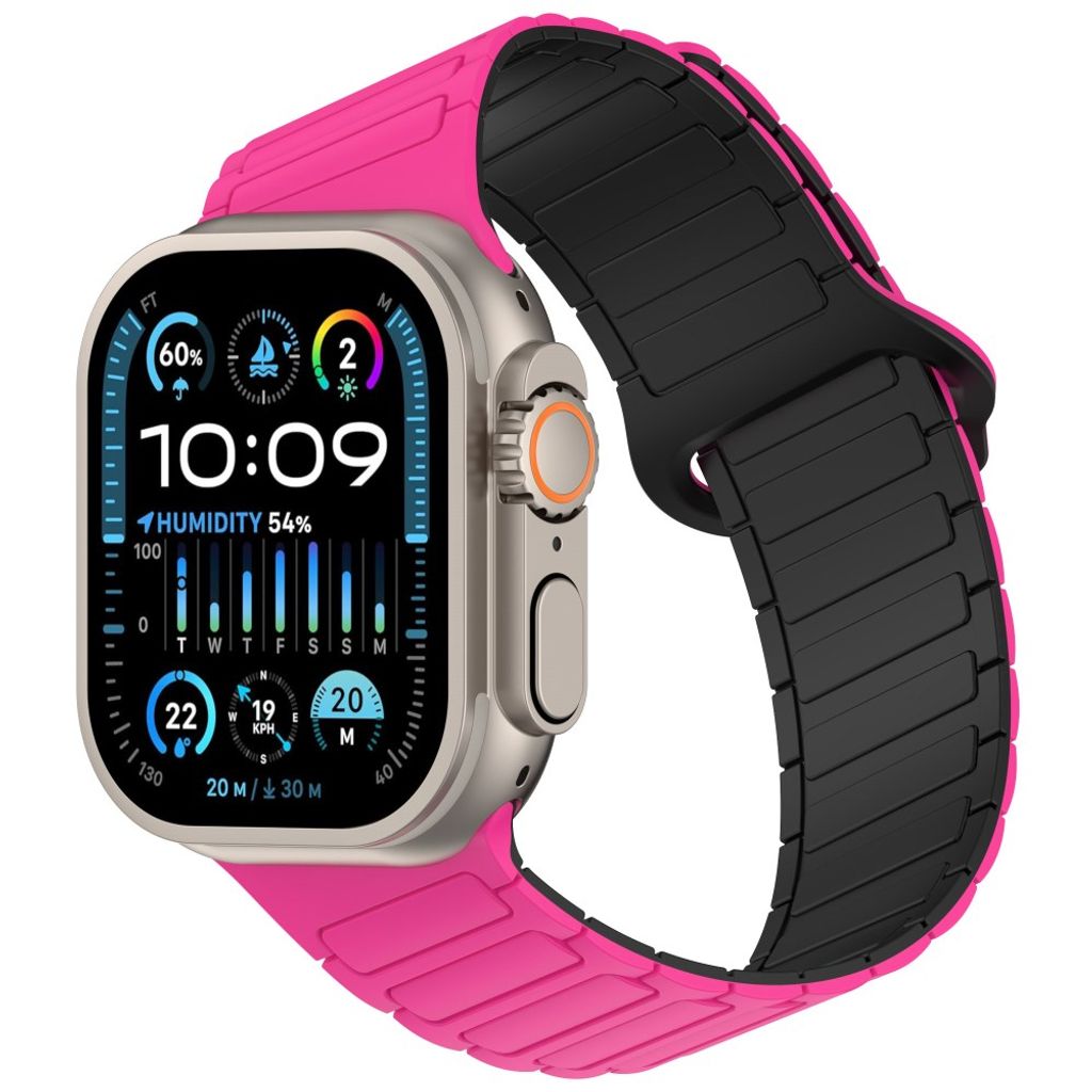Apple Watch 42/41/40/38mm Klockarmband i Silikon Magnetisk Loop - Rosa/Svart