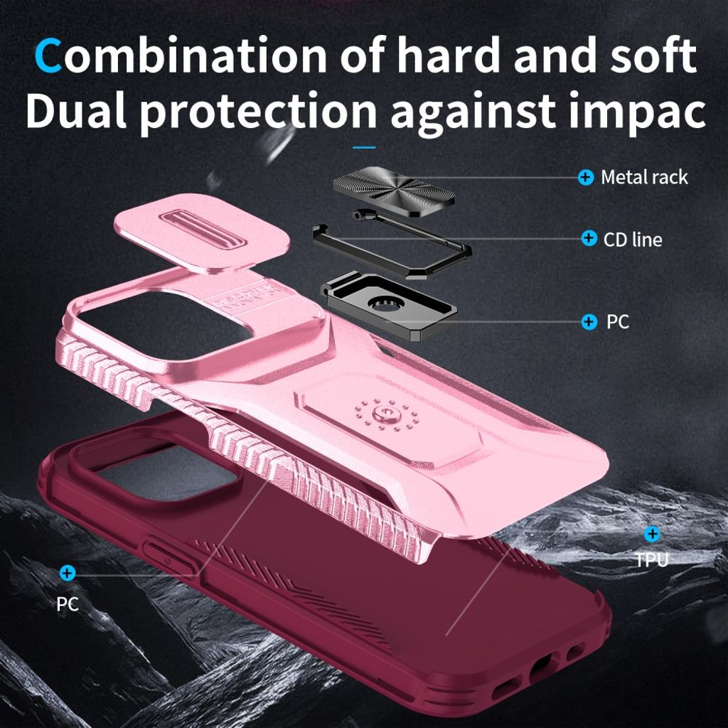 iPhone 14 Pro Skal Ringställ/Kameraskydd – Rosa