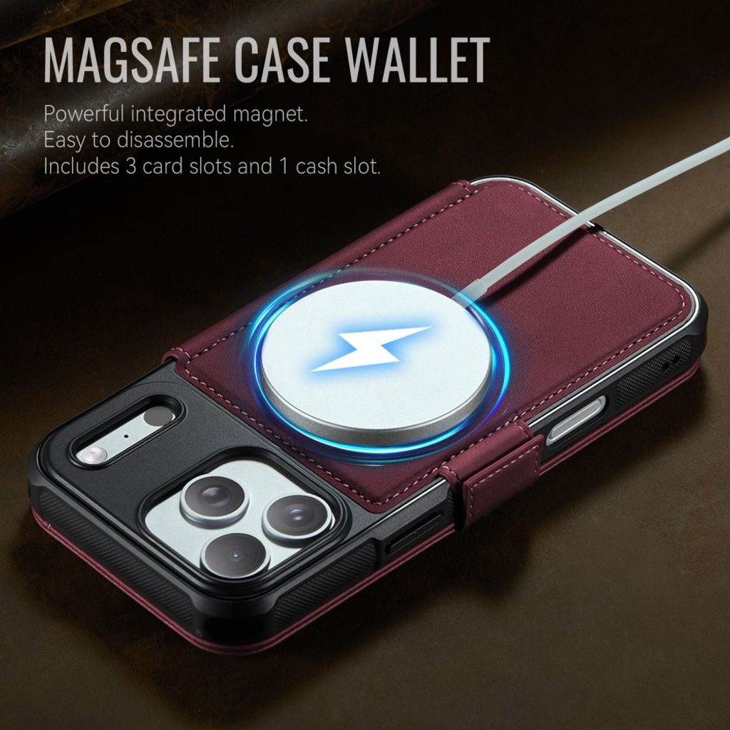 CASEME 053 iPhone 17 Pro Lommeboketui MagSafe RFID Blokkerende - Rød
