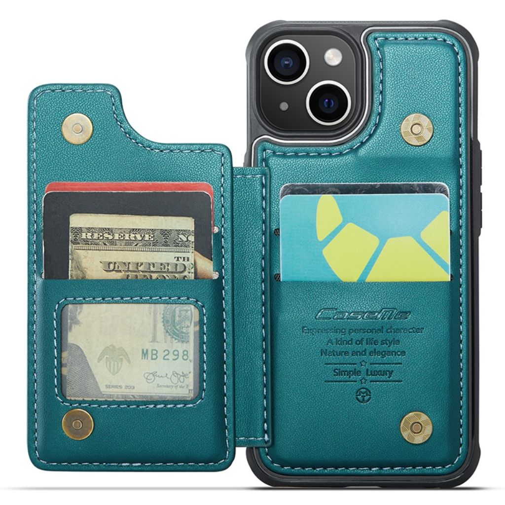 CASEME C22 iPhone 15 Wallet Case RFID Blocking - Green