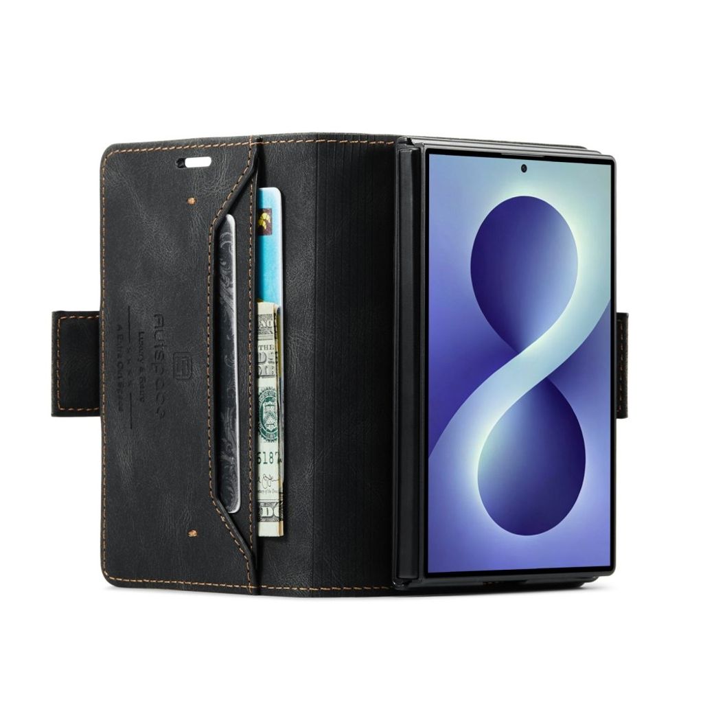 AUTSPACE Samsung Galaxy Z Fold8 Flip Cover i PU-læder med RFID-blokering - Sort
