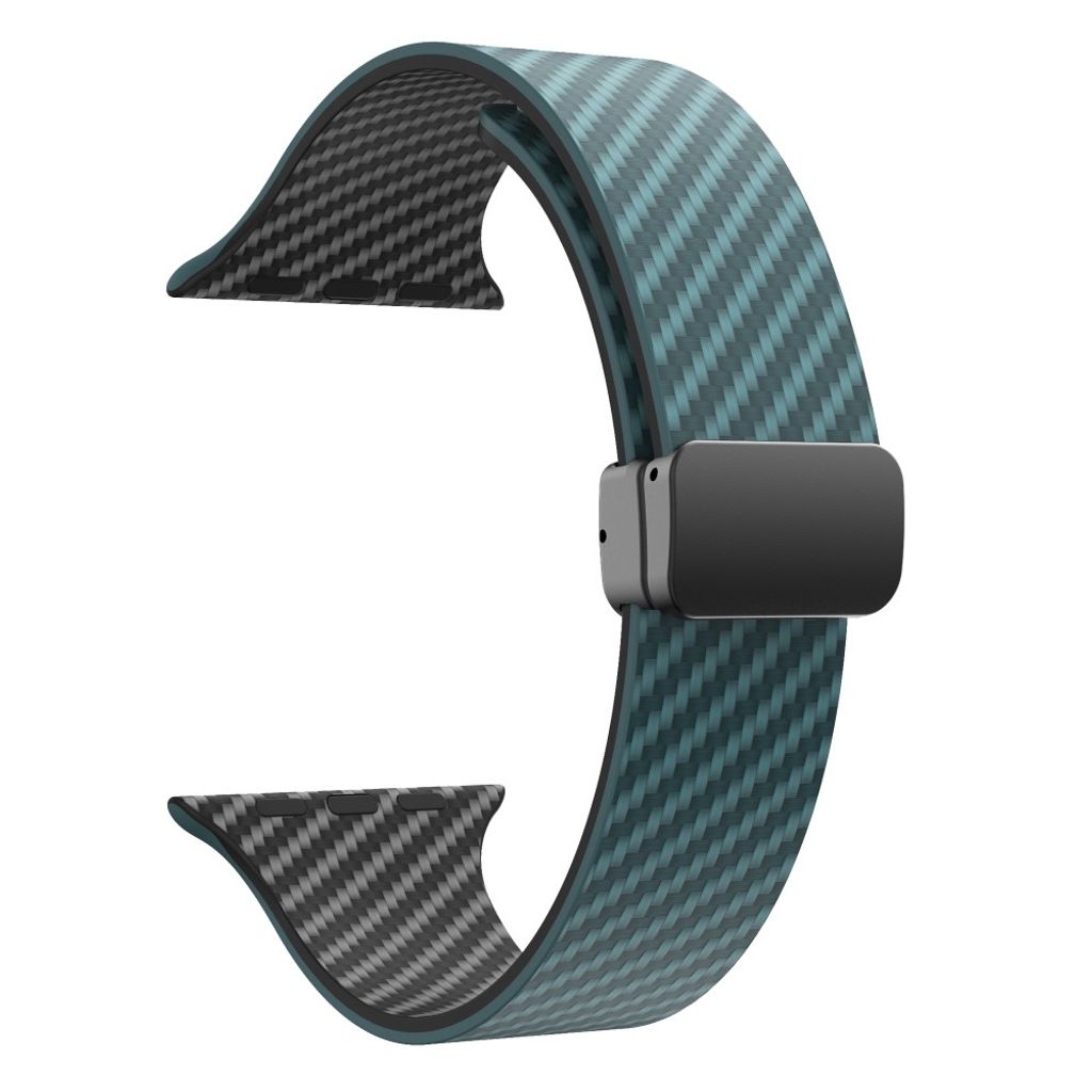 Apple Watch 42 / 41/ 40 / 38mm Klockarmband kolfibertextur - Turkos/Svart
