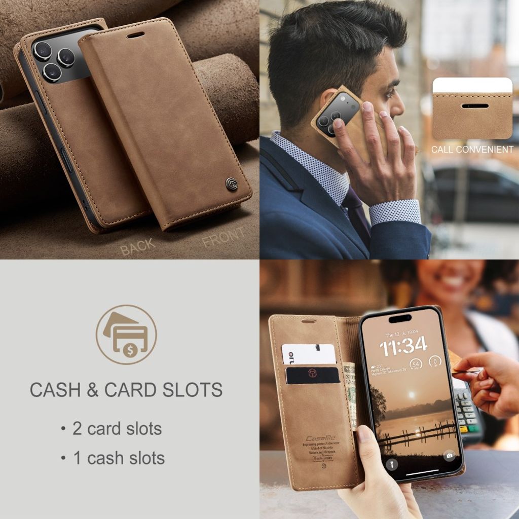CASEME iPhone 17 Pro Lompakkokotelo Korttipaikka - Ruskea