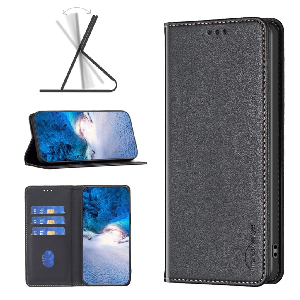 BINFEN COLOR iPhone 16 Plus Wallet Cover Magnetic Closure – Black