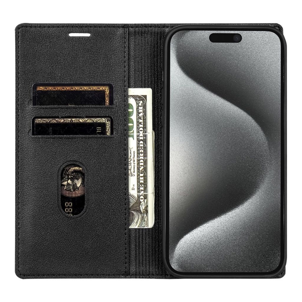 iPhone 18 Pro/17 Pro Lommeboketui med stativ - Svart