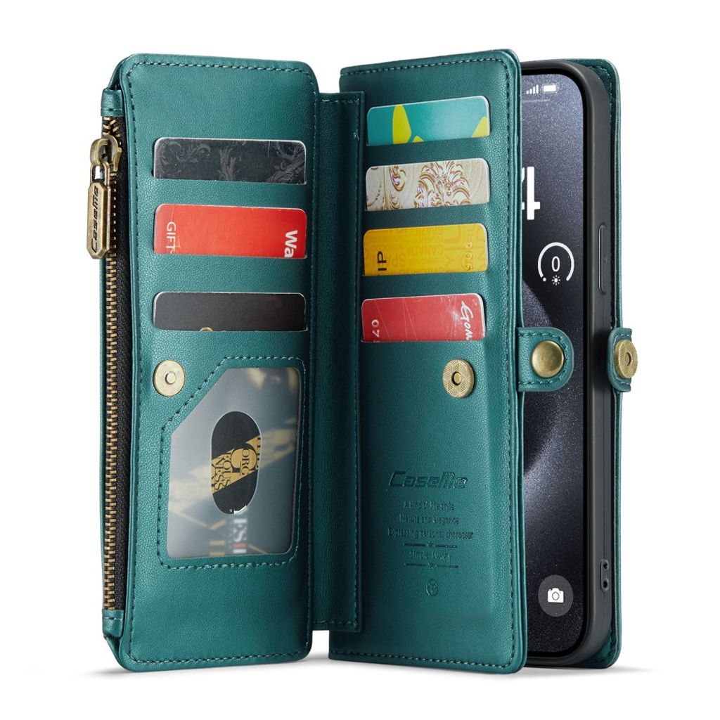 CASEME iPhone 16 Pro Lommeboketui Kortholder og Stativ – Grønn