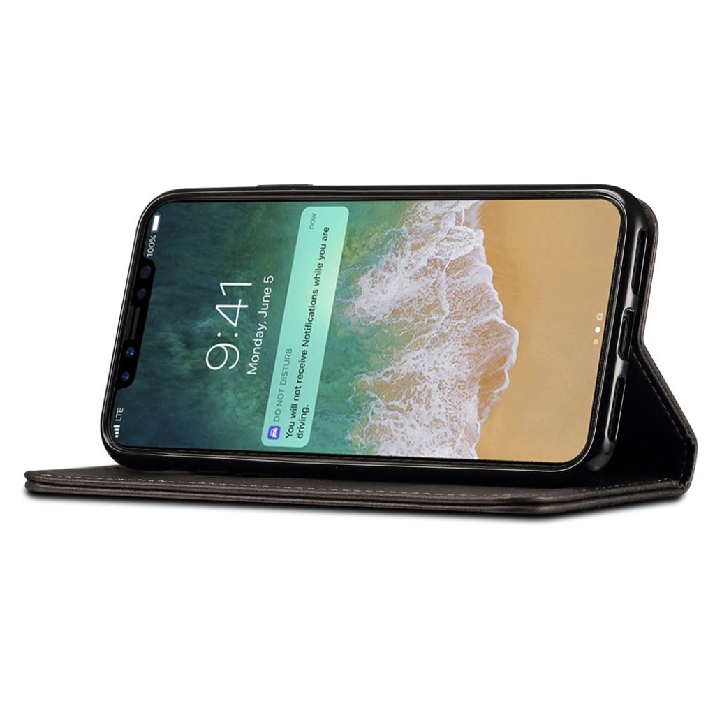 SUTENI Plånboksfodral med Stativ för iPhone X/XS – Svart