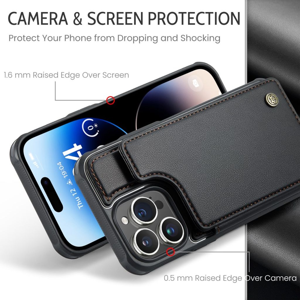 CASEME C22 iPhone 14 Pro Wallet Case RFID Blocking - Black