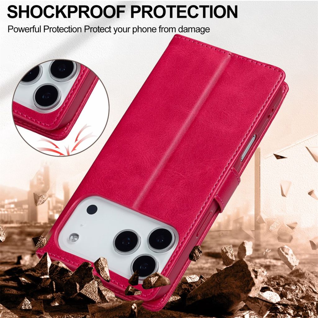 LC.IMEEKE iPhone 17 Pro Pung-cover med Stander - Lyserød