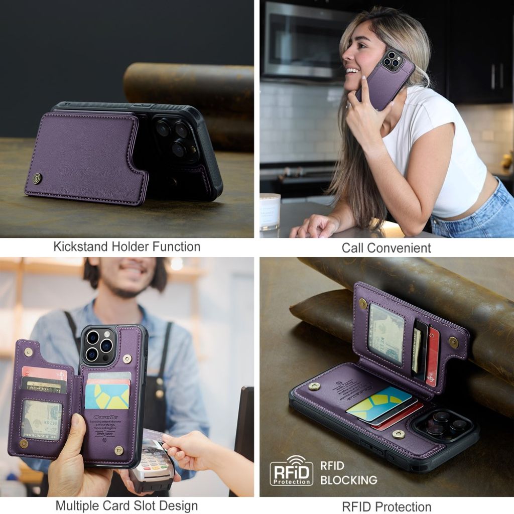 CASEME C22 Wallet Case for iPhone 16 Pro Max – Purple
