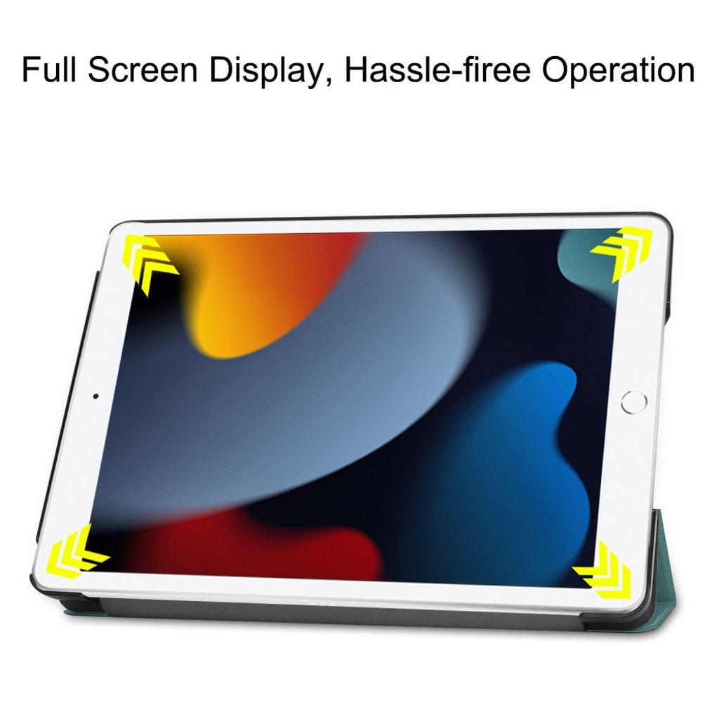 iPad 10.2" (2021/2020/2019) Fodral Tri-Fold PU-läder - Svartgrön