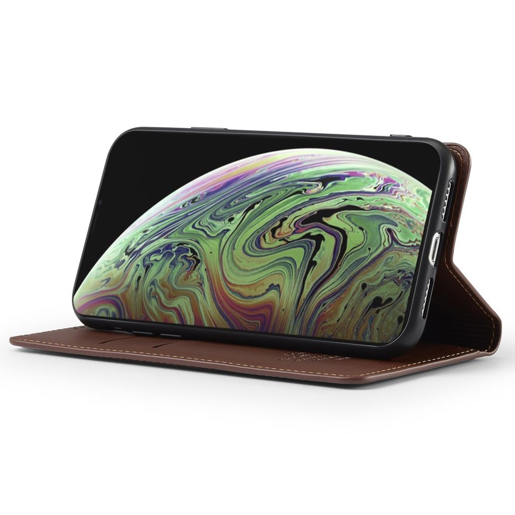 LC.IMEEKE iPhone XS Max Pungetui med Kortholder og Stativ – Brun