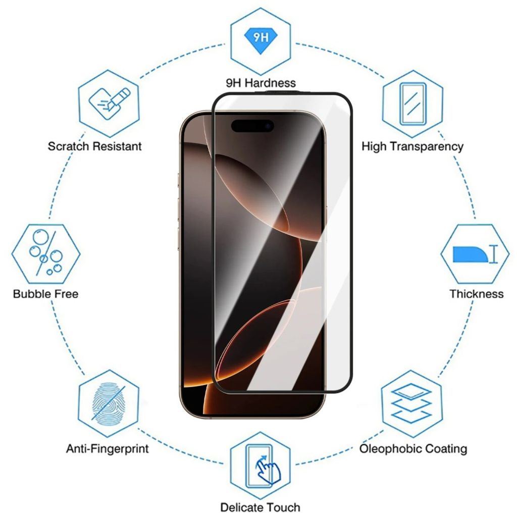 iPhone 18 Pro/17 Pro Skærmbeskytter HD Klar Aluminium-Silikone Glas
