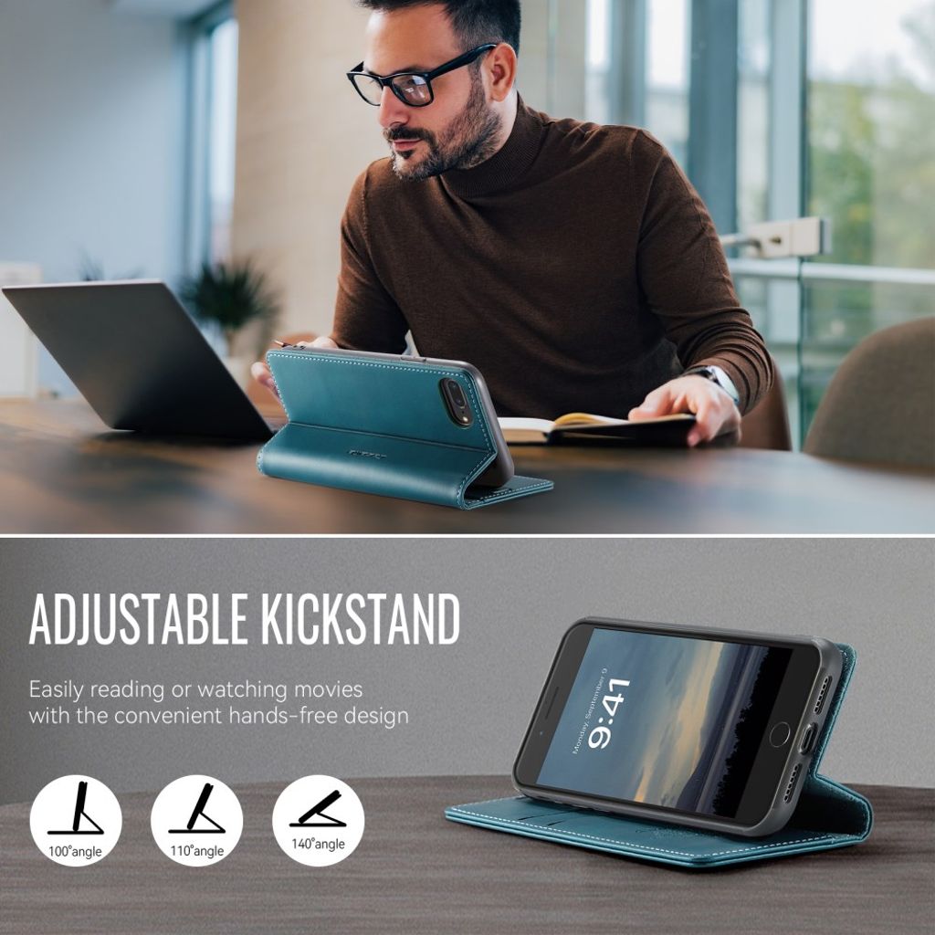 CASEME iPhone 6 Plus / 7 Plus / 8 Plus Kotelo Jalusta - Vihreä