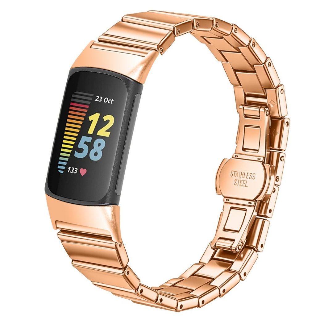 Fitbit Charge 6 / Charge 5 Urrem Rustfrit Stål – Rosaguld