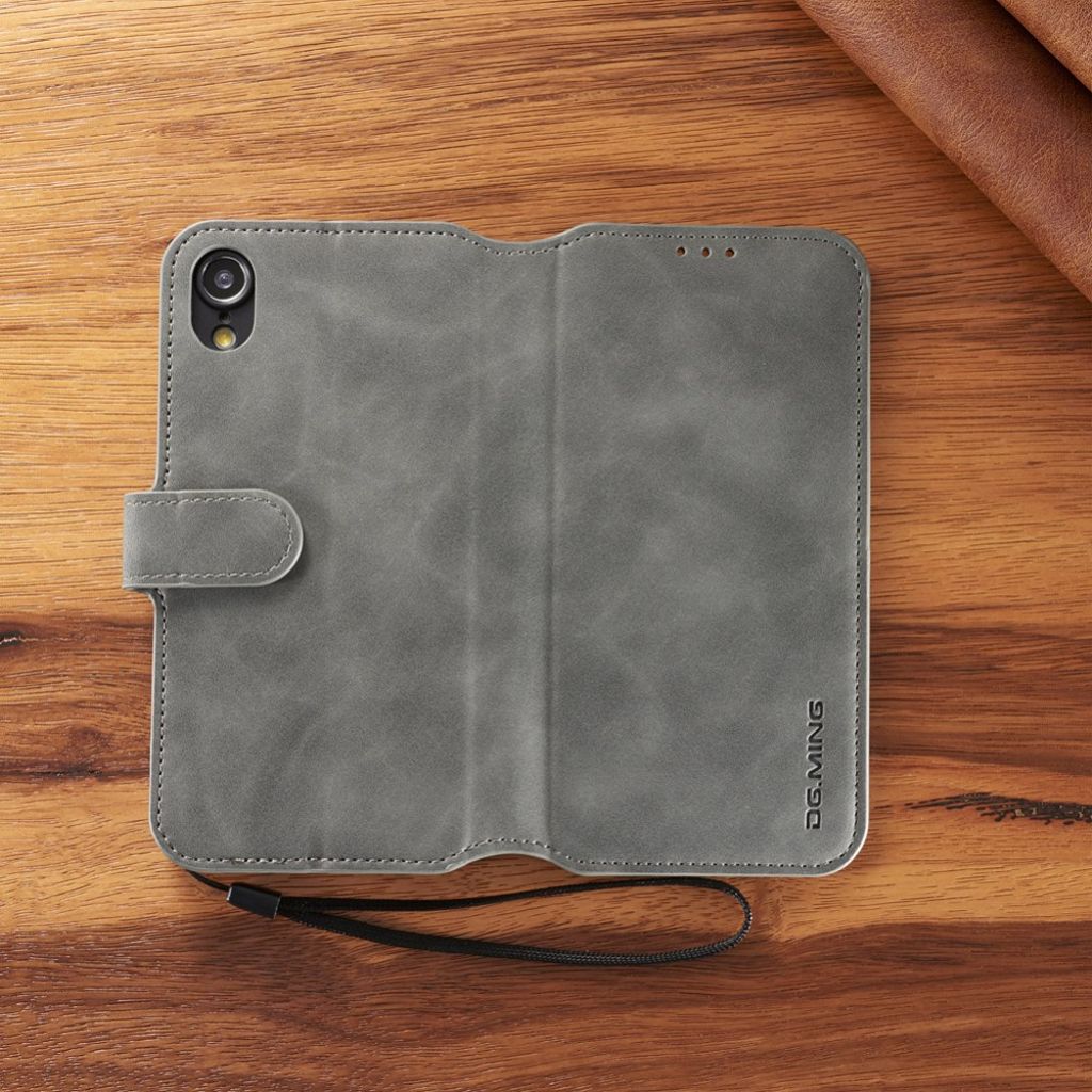 DG.MING Plånboksfodral Stativ för iPhone XR – Grå