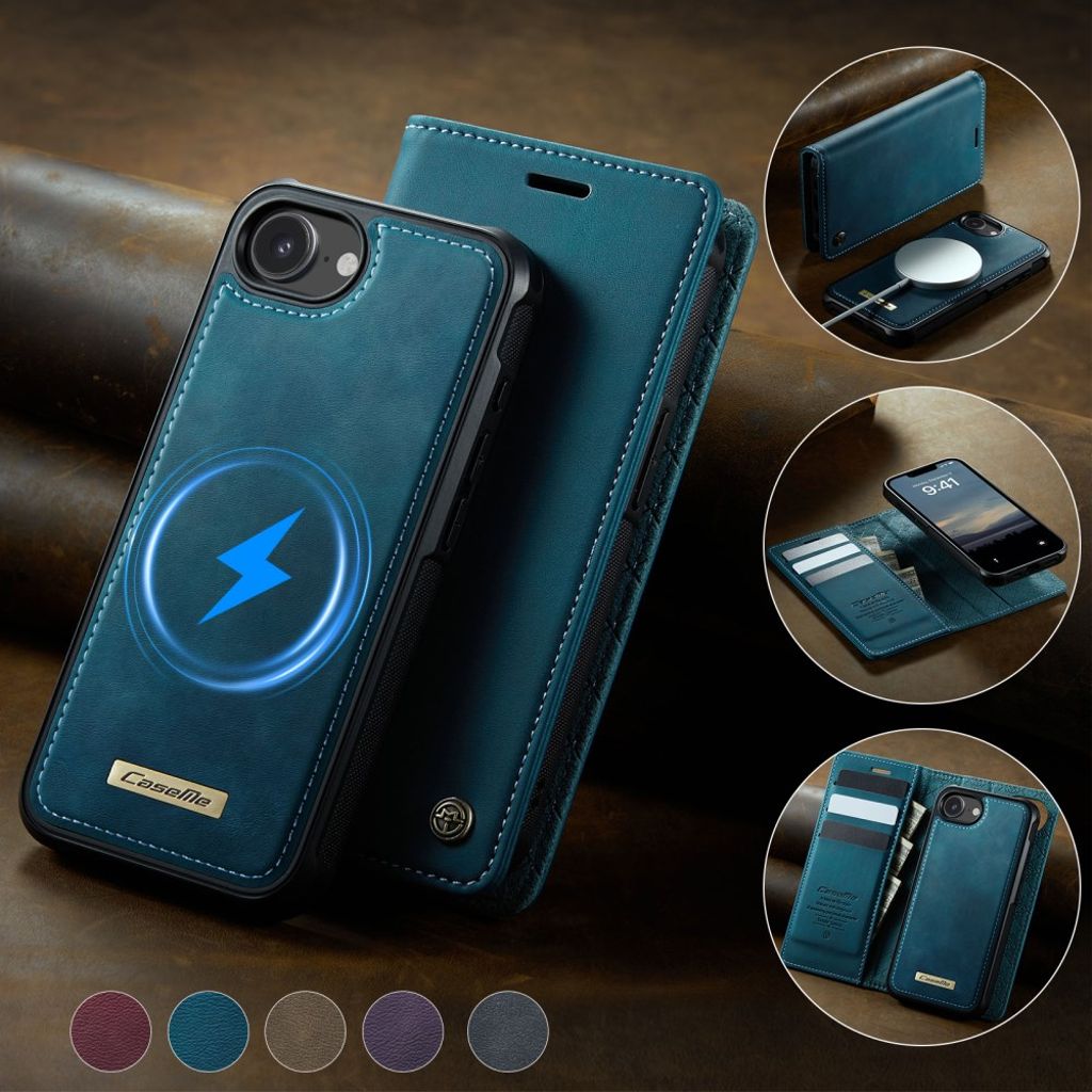 CASEME iPhone 16e Cover C49 MagSafe Detachable Wallet RFID Blocking – Green