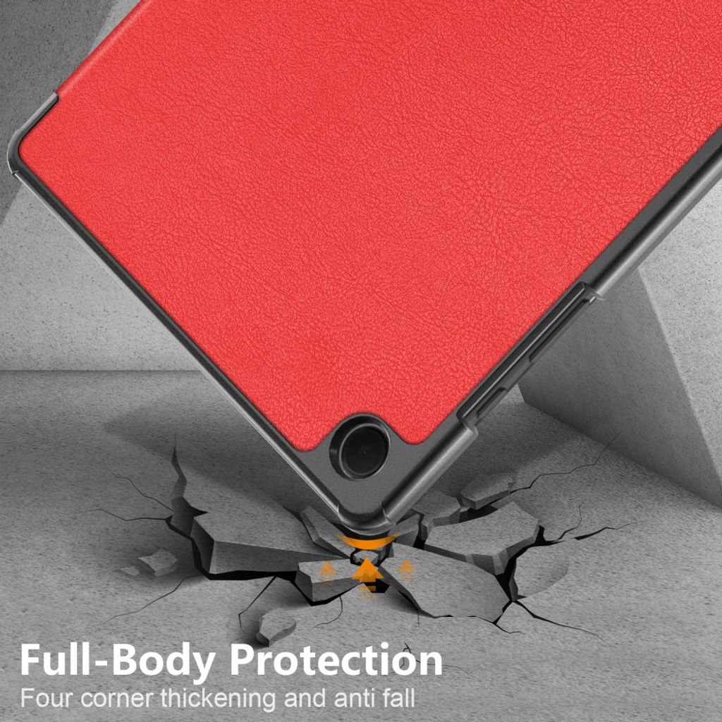 Samsung Galaxy Tab A11 Plus/A9 Plus Etui Tri-Fold PU-lær - Rød