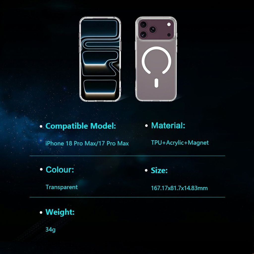 LEREACH iPhone 18 Pro Max/17 Pro Max MagSafe-yhteensopiva kuori - läpinäkyvä